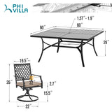PHI VILLA 9-Piece Metal Patio Outdoor Table and Chairs Outdoor Dining Set - Large Square Patio Table and 8 Backyard Garden Chairs, Black PHI VILLA