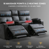 GUEAPY 68" Power Reclining Loveseat with Heat & Massage, Wall Hugger Double Reclining Sofa with Console, Cup Holders & Storage, Power Recliner Couch for Camper, Trailer, RV, Home Theater Living Room GUEAPY