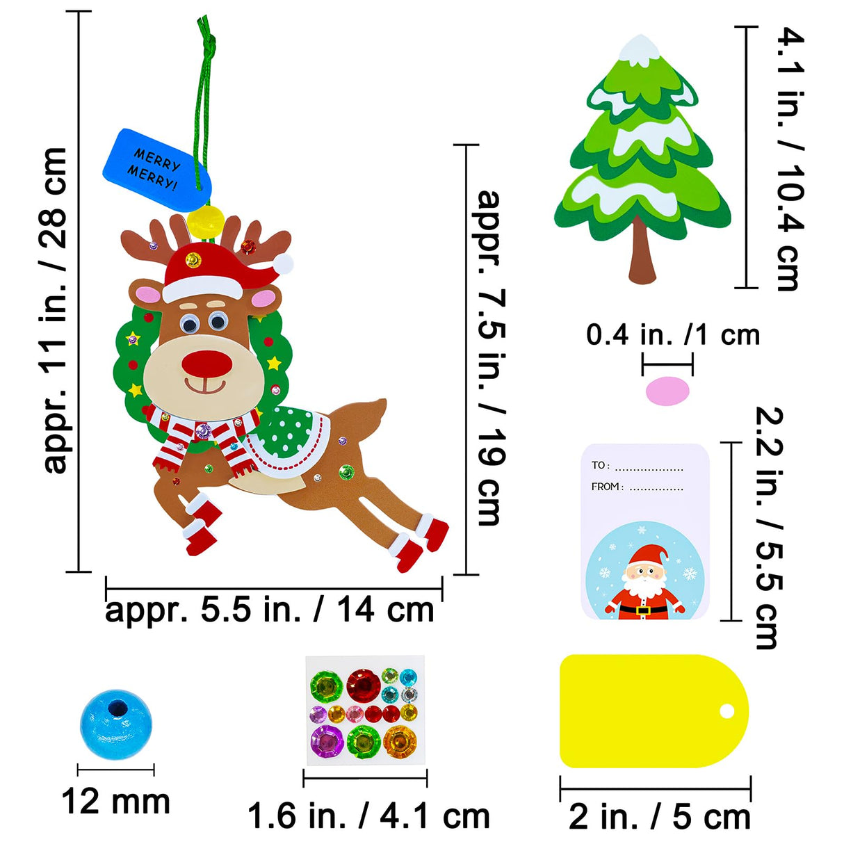 Winlyn 24 Sets Christmas Craft Kits Winter Crafts DIY Xmas Reindeer Ornaments Decorations Festive Foam Stickers Christmas Arts and Crafts for Kids Holiday Home Classroom Art Activities Party Favors Winlyn