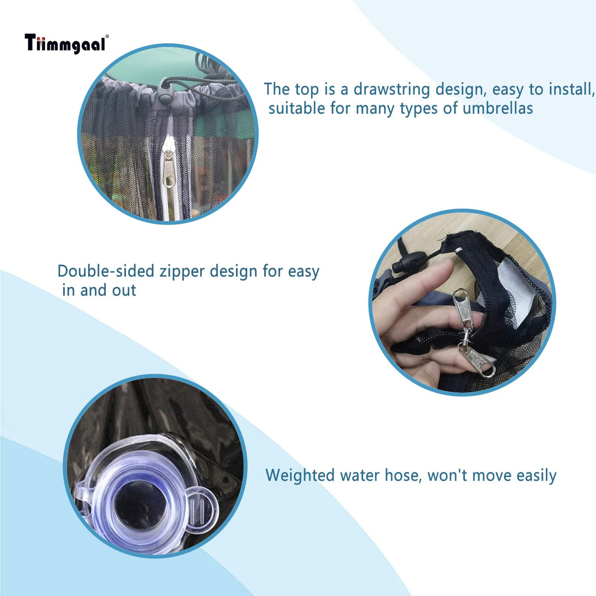 Tiimmgaal 14FT Black Outdoor Umbrella Net, Suitable for Patio Gazebo and Double Sided Patio Umbrella, Tear-Resistant Mesh Fabric, Easy Installation Tiimmgaal