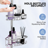 Corner Shower Caddy Tension Pole: Stainless Steel Rustproof 4-Tier Shower Organizer - 47-121 inch Adjustable Bathroom Shelves for Bathtub Shampoo Storage - Tension Rod Floor Standing Bath Rack -Silver ESSEME