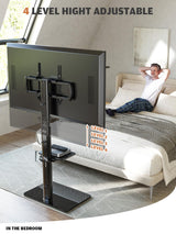 Universal Floor TV Stand with Mount 80 Degree Swivel Height Adjustable and Space Saving Design for Most 27 to 65 inch LCD, LED OLED TVs, 2 Shelves Perfect for Corner & Bedroom HT2002B Hemudu