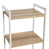Household Essentials Jamestown Narrow 5 Shelf Open Storage Bookshelf Coastal Oak Rustic Wood Grain and White Metal Household Essentials