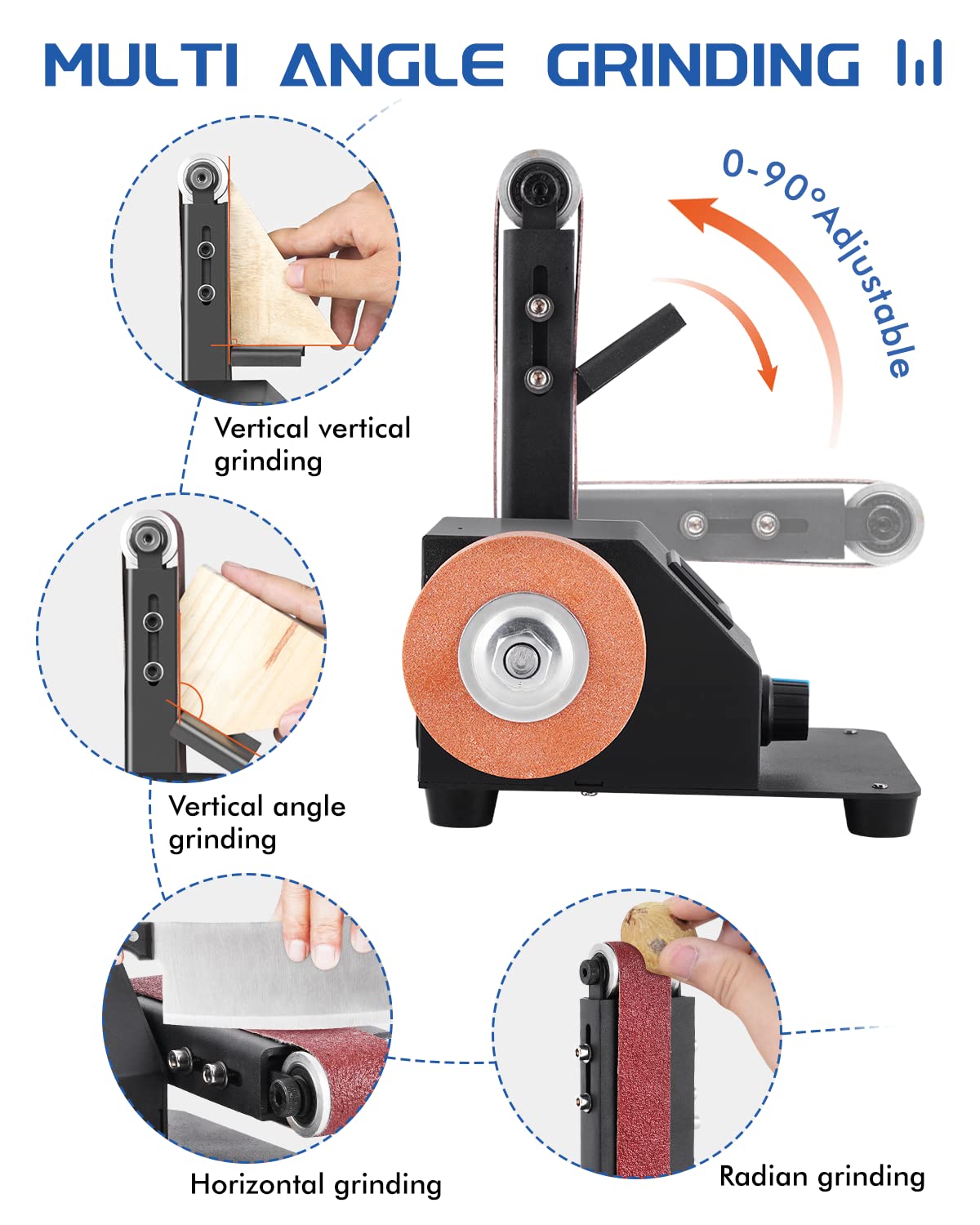 Mini Electric Belt Sander 1.2x15in Knife Sharpening Belt Sander Small Belt Sander for Knife Making Variable Speed with 15PCS Abrasive Belt for Wood - WoodArtSupply