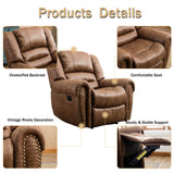 CANMOV Leather Recliner Chair, Classic and Traditional Manual Recliner Chair with Comfortable Arms and Back Single Sofa for Living Room, Nut Brown CANMOV