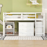 Low Full Loft Bed with Desk & Storage - Modern White Design by Bellemave Bellemave