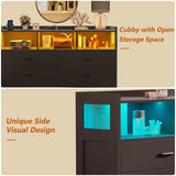 Alohappy Black Dressers for Bedroom, 6 Drawer Dressers with Lights, Wooden Dresser with Power Strip for Adults/Kids, Bedroom, Living Room, Entryway, Hallway Alohappy