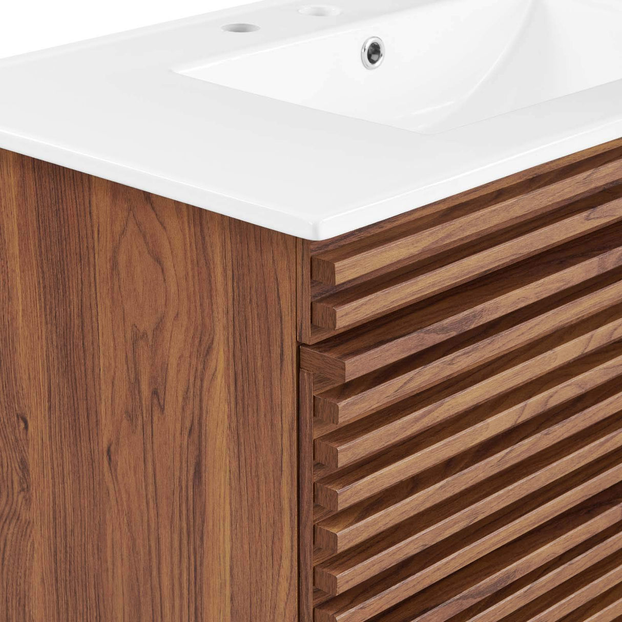 Modway Render 36" Wall-Mount Bathroom Vanity in Walnut White Modway