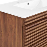 Modway Render 36" Wall-Mount Bathroom Vanity in Walnut White Modway