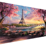 5D Large Diamond Art Painting,Eiffel Tower Diamond Art Kits for Adults,DIY Full Drill Crystal Rhinestone Arts and Crafts,Cityscape of Paris Art Painting with Diamond Home Wall Decor 27.5 X 15.7inch pchmcu