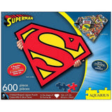 Aquarius Superman Logo 600 Piece 2 Sided Diecut Shaped Jigsaw Puzzle AQUARIUS