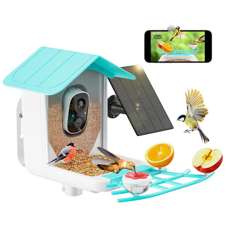 Smart Bird Feeder with Camera, Bird House with Cam with AI Identify Bird Species, Auto Capture Bird Videos & Motion Detection, Real Time Views, Bird Watching Camera Gift for Bird Lover HARYMOR