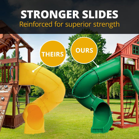 Gorilla Playsets 01-0089-AP Empire Wood Swing Set with 3 Play Decks, 3 Slides, and Monkey Bars, Brown Gorilla Playsets