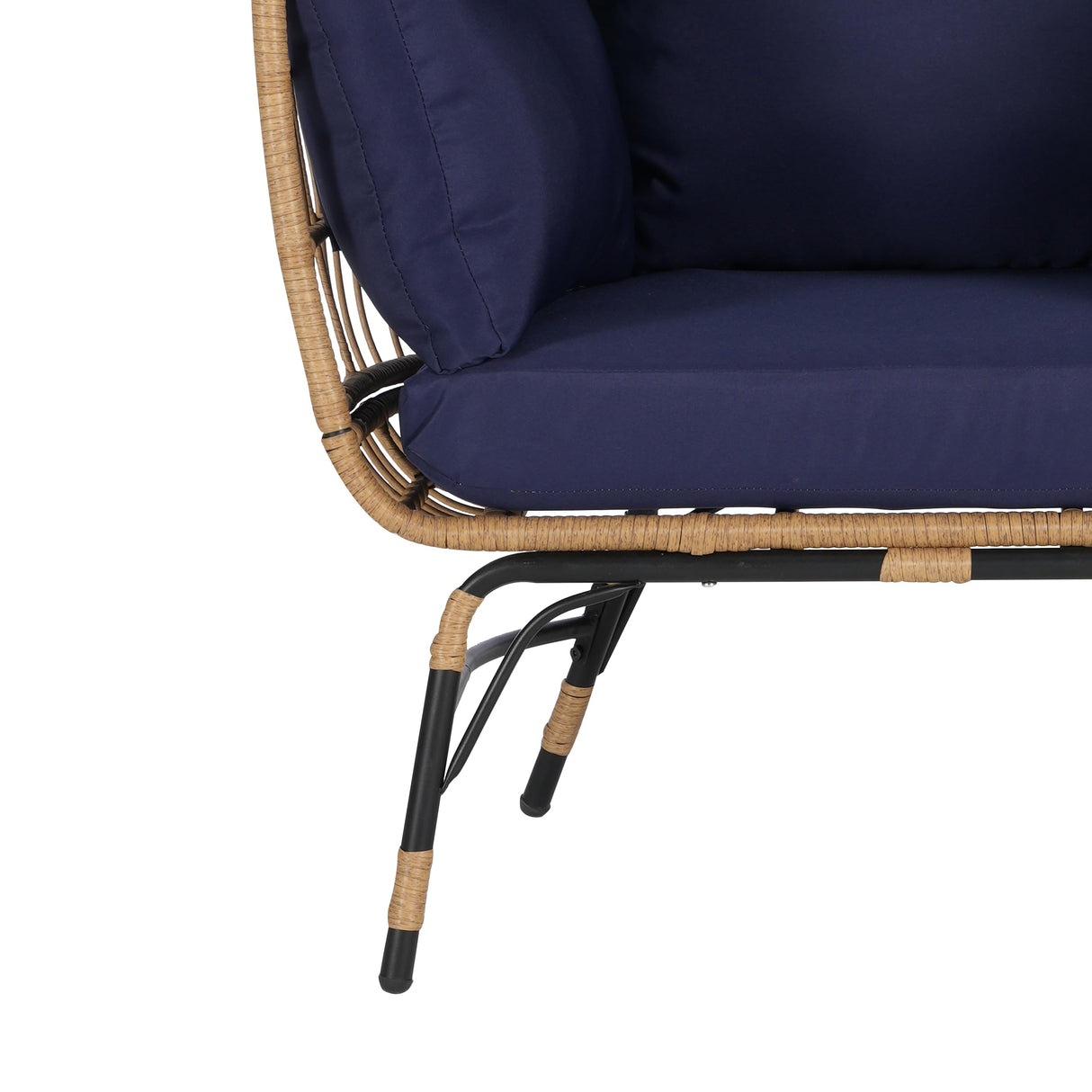 Homtique Egg Chair Outdoor, Indoor Rattan Wicker Chair with Cushion and Pillow for Patio, Backyard,Living Room(DarkBlue) Homtique