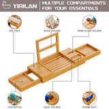 Yirilan Bamboo Bathtub Tray, Expandable Bathroom Tray, Waterproof Tray Caddy, Perfect Bath Caddy for Home Spa, Gift for Loved Ones, Bamboo Yirilan