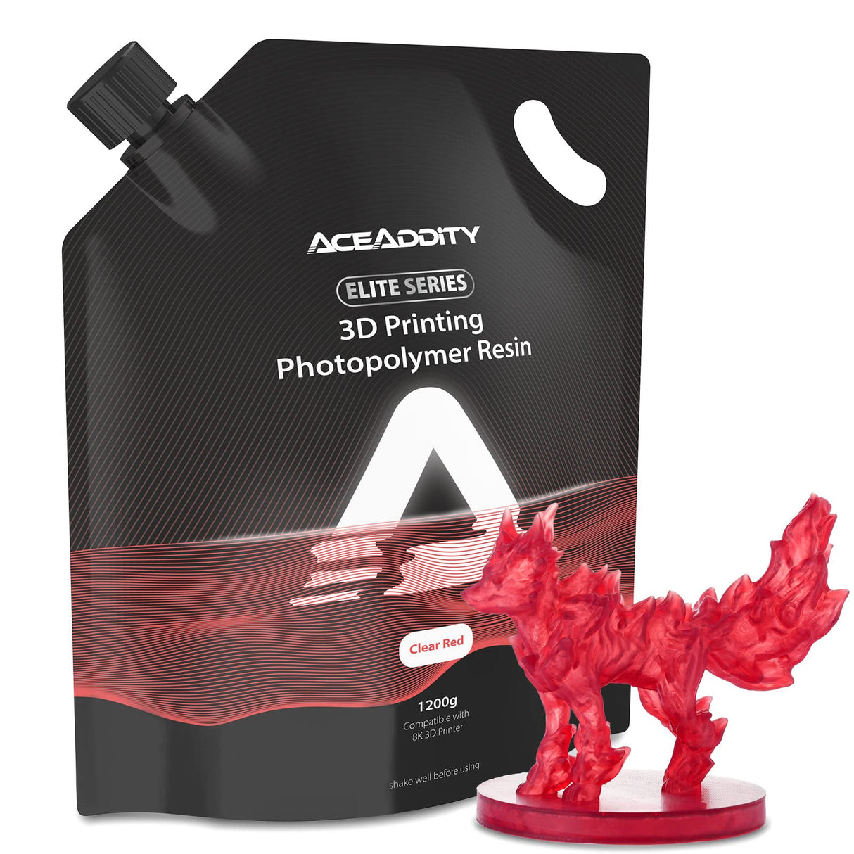 Aceaddity Elite Series 3D Printer Resin 405nm Photopolymer Resin LCD/DLP UV-Curing High Precision 3D Printing Liquid Compatible with 8k 3D Printer (Clear Red, 1200g) Aceaddity