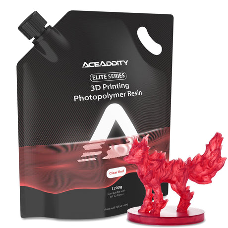 Aceaddity Elite Series 3D Printer Resin 405nm Photopolymer Resin LCD/DLP UV-Curing High Precision 3D Printing Liquid Compatible with 8k 3D Printer (Clear Red, 1200g) Aceaddity