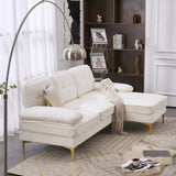 Karl home Sectional Sofa 83" L-Shape Sofa Couch 3-Seat Couch with Chaise ChenilleFabric Upholstered for Living Room, Apartment, Office, Creamy-White Karl home