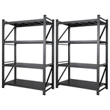 Set of 2 Storage Shelves, 4 Tier Heavy Duty Garage Shelving Units, 48” Wide Rack Shelf, 3000LBS Steel Industrial Shelving, 24” Deep Adjustable Standing Shelf for Warehouse 24" D x 48" W x 70" H Black AFAIF