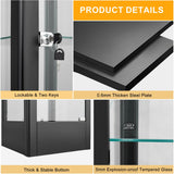 Foreate 4-Tier Glass Display Cabinet Case with 13 Colors Light & Lock, 63" Curio Cabinet with Glass Door & Adjustable Shelves, Thickened 5MM Tempered Glass Collectibles Display Case Bookshelf, Black Foreate