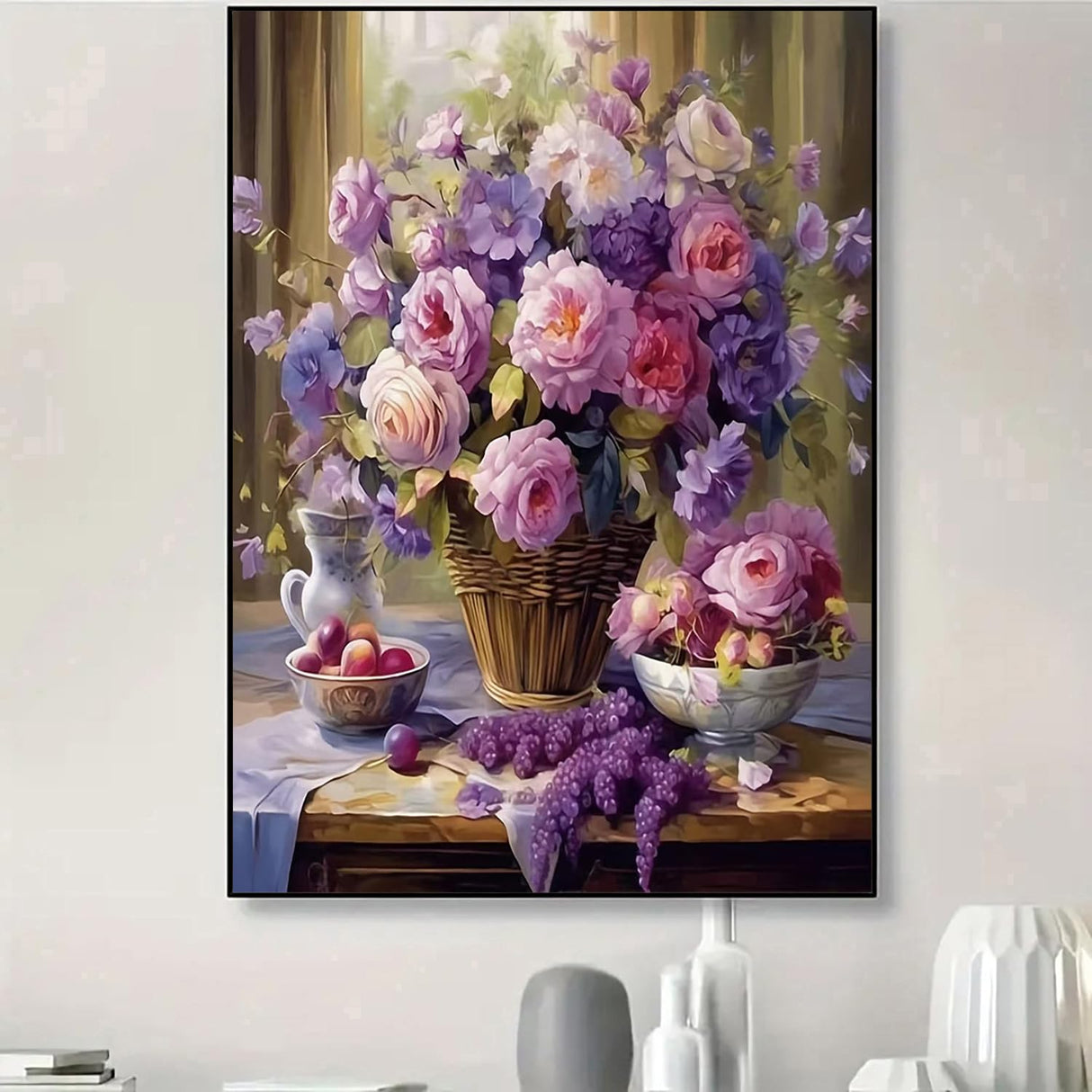 Diamond Art Painting Kits for Adults, Purple Rose 5D Diamond Painting Dots Art Kits for Adults Beginner, Simple DIY Full Round Gem Crystal Art Paint by Diamond, Home Wall Decor 12 x 16 in BYGFHLYW