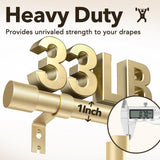 IFELS Heavy Duty Curtain Rods for Windows 66 to 120 Inch, 1 Inch Gold Curtain Rods for Outdoor, Farmhouse, Bedroom, Kitchen, Living Room, Adjustable Easy Install Curtain Rods (A2,Gold,30"-120") IFELS