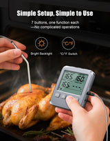 Vuwwey Dual Probe Meat Thermometer Digital for Cooking, Grilling & Smoking with Large LCD Backlight & Alarm, Kitchen Food Grill Thermometer, Smoker Accessories for BBQ, Oven, Oil Fry, Gifts for Men Vuwwey