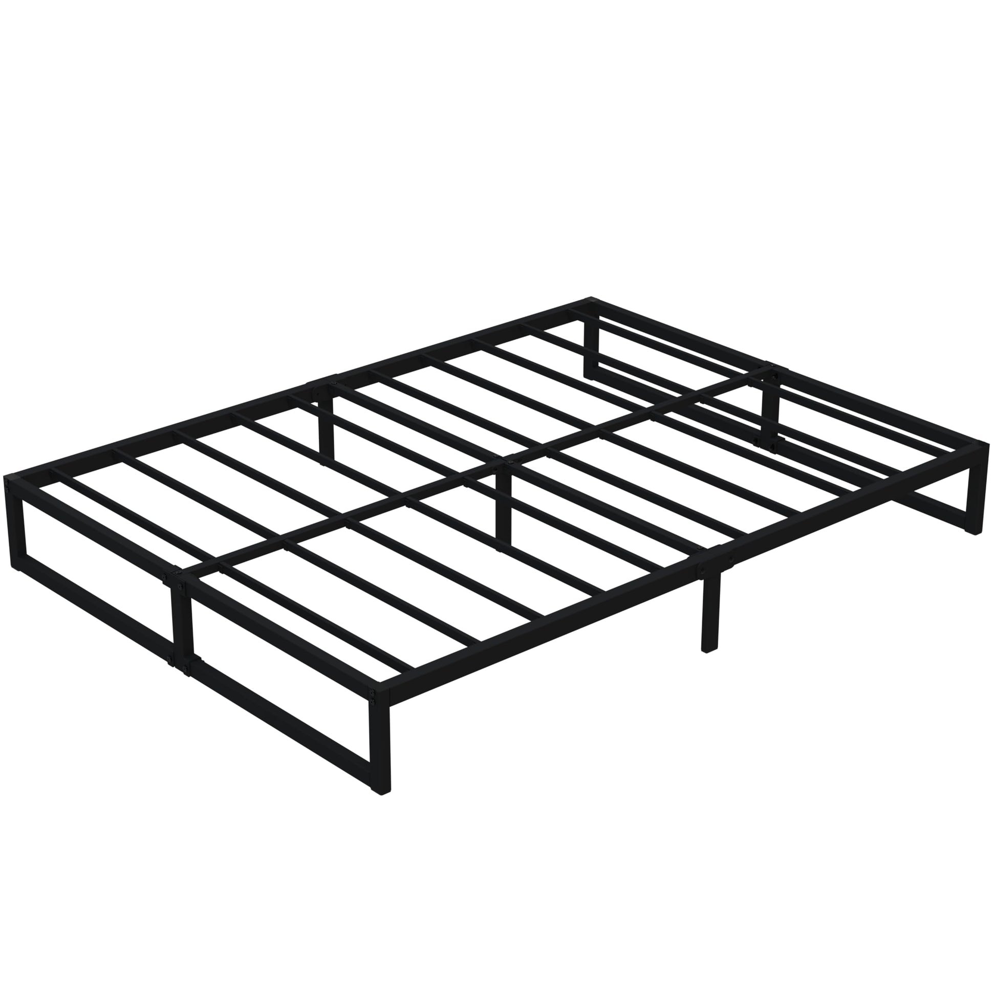 Lutown-Teen 9-Inch Heavy Duty Metal Queen Bed Frame with Steel Slat Support - No Box Spring Needed, Easy Assembly, Black - WoodArtSupply