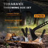 BANORES Hawkeye Throwing Axes and Tomahawks Set with 10 inch Full Tang Stainless Steel, Nylon Sheath 3 Pack BANORES