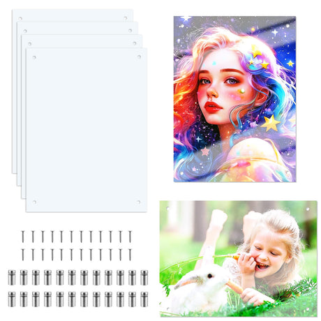 OIOIPPIO 6 Pack Sublimation Glass Photo Blanks 7.87"x 11.8" Wall Mount Tempered Glass Sublimation Blanks Sublimation Photo Sign Blank for DIY Printing, Wall Decor, Room Decor OIOIPPIO