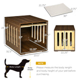 PawHut Furniture Style Dog Crate End Table with Removable Door Panel, Dog Crate Bed with Foam Cushion, Safety Lock, Indoor Use, for Small & Medium Dogs, Brown PawHut