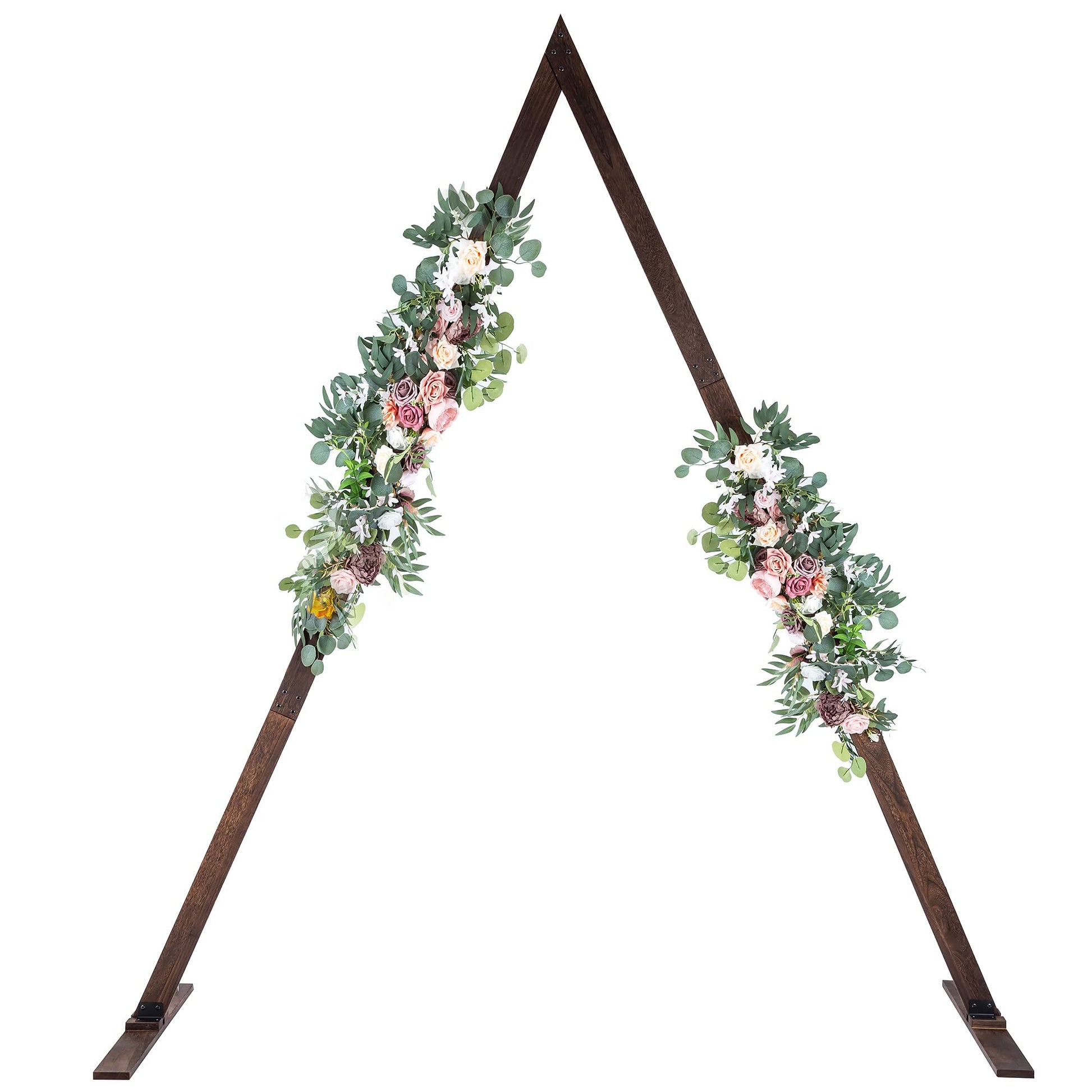 Inweder Triangle Wooden Wedding Arch - Wood Arch for Wedding Ceremony, Rustic Wedding Arch Stand, Natural Wood Backdrop Stand Wedding Arbor, Balloon Garland Stand for Garden Wedding Party, Ev - WoodArtSupply