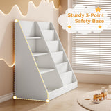 Tatub 6 Tier Kids Wooden Bookshelf and Toy Storage, Children Toy Organizer with Book Shelves, Toddler BookRack Baby Bookcase for Nursery, Playroom and Classroom, White Tatub