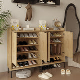 ALBSL Modern Shoe Cabinet with Fluted Door,5-Tier Farmhouse Shoe Cabinet with 3 Adjustable Shelves,41.5'' Tall Wooden Shoe Rack Organizer Cabinet for Entryway, Hallway,Living Room,Natural ALBSL