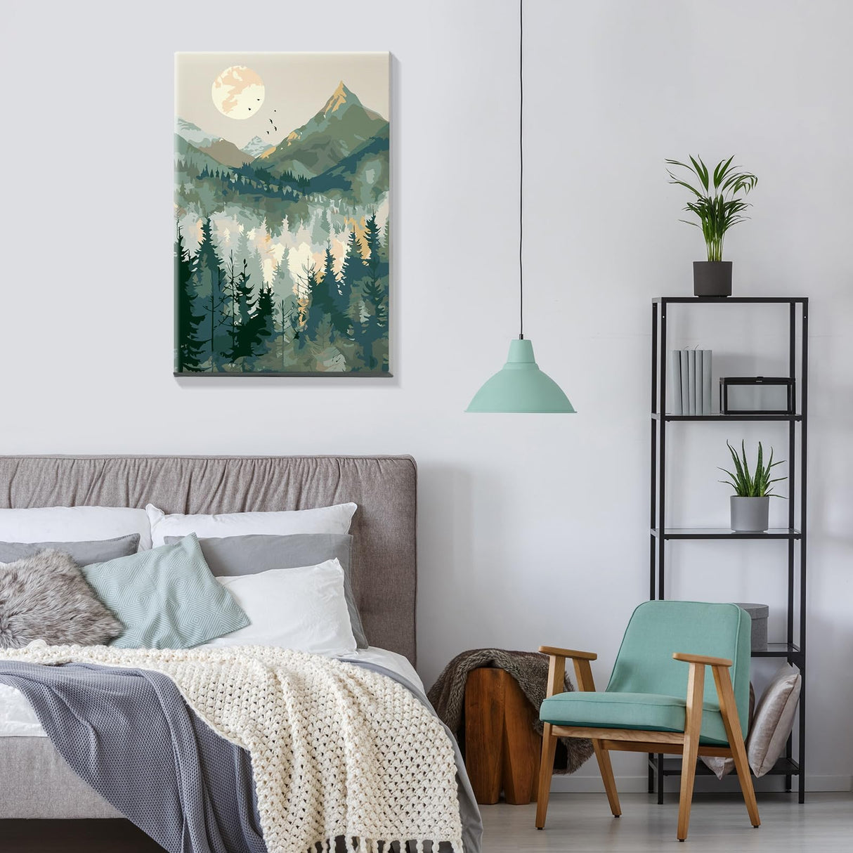 JOOZ Mountain Paint by Number for Adults, Paint by Numbers Kit for Adults with Frame, DIY Mountain Landscape Paint by Number Kits Framed Canvas, Oil Painting Kit for Home Wall Decor 8 x 12 Inch JOOZ