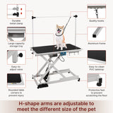 PUPIHOM 50‘’ Electric Lift Pet Dog Grooming Table for Small Medium Large Dogs, Heavy Duty Professional Large Drying Table with Adjustable H-Shape Arms, Heavy Duty Height Adjustable, Foot Control PUPIHOM