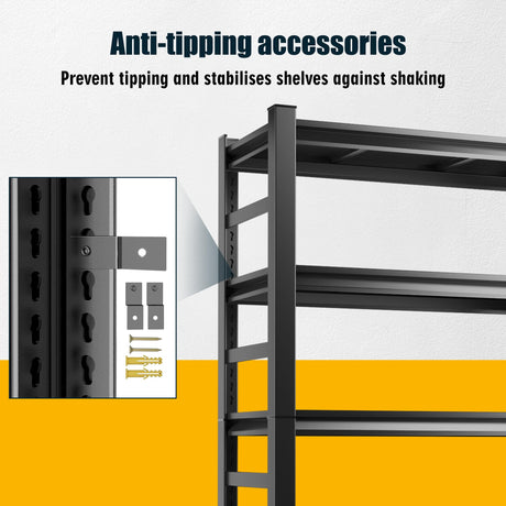 78"H Garage Shelving Heavy Duty Shelving Units, 3500LBS Large Capacity Adjustable 5 Tier Metal Garage Storage Shelves Industrial Shelf Rack for Warehouse and Basement, 18"Dx 47.2"Wx78"H, Black ErgoNova