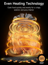 Kitchen Elite Air Fryer Oven 5.28 Qt, 7-in-1 Digital Display Compact Cooker with Easy View Windows，Space-saving, Nonstick and Dishwasher Safe Basket, Black Kitchen Elite