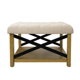 HomePop Tufted Ottoman with Wooden Storage - Cream HomePop