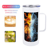 MAIKESUB 4 Pcs Sublimation Blank Skinny Tumbler 16 OZ White Mugs with Handle and Straw Double Wall Stainless Steel Coffee Travel Straight Mug with Sliding Lid MAIKESUB