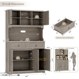 HOSTACK 71" Tall Pantry Cabinet with Power Outlets, Kitchen Pantry Storage Cabinet with Microwave Stand, Farmhouse Kitchen Hutch with Drawers, Food Pantry Large Cupboard for Dining Room, Ash Grey HOSTACK