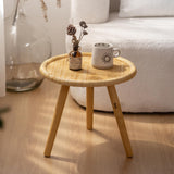 HuiDao Rattan Round Coffee Table, Boho Circle Side Table End Table for Living Room, Small Mid Century Accent Table for Bedroom Balcony HuiDao