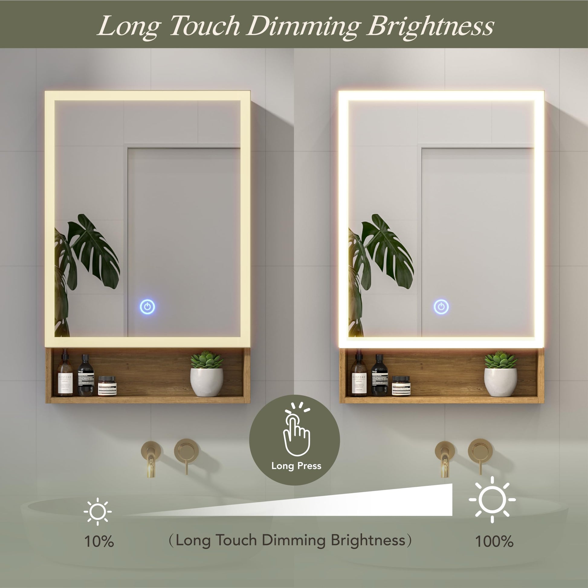 Furnaza Bathroom Medicine Cabinets Mirror Wall Mounted Cabinets with 3 Colors Led Lights and Adjustable Shelf for Storage in Small Space - WoodArtSupply