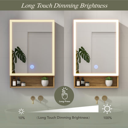 Furnaza Bathroom Medicine Cabinets Mirror Wall Mounted Cabinets with 3 Colors Led Lights and Adjustable Shelf for Storage in Small Space - WoodArtSupply