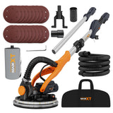 MAXXT Drywall Sander with Vacuum Dust Collection, Popcorn Ceiling Removal Tool, 6 Variable Speed Foldable Telescopic Electric Wall Sander, 600-1900RPM Power Sander Tool, LED Light, 18Pcs Sanding Discs MAXXT