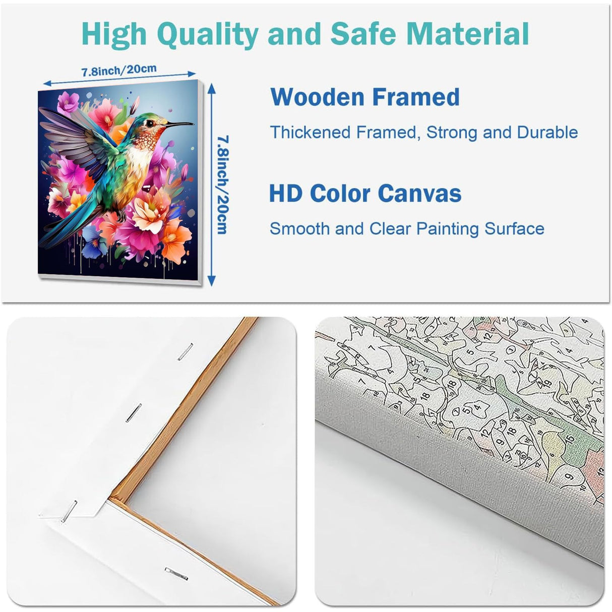 2 Pack Paint by Numbers with Frame,Hummingbird Paint by Number Kits for Adults,Paint by Numbers for Beginner on Canvas,DIY Acrylic Easy Oil Painting Arts Gift Crafts Kits for Home Wall Decor 8x8inch YarnWhimsy