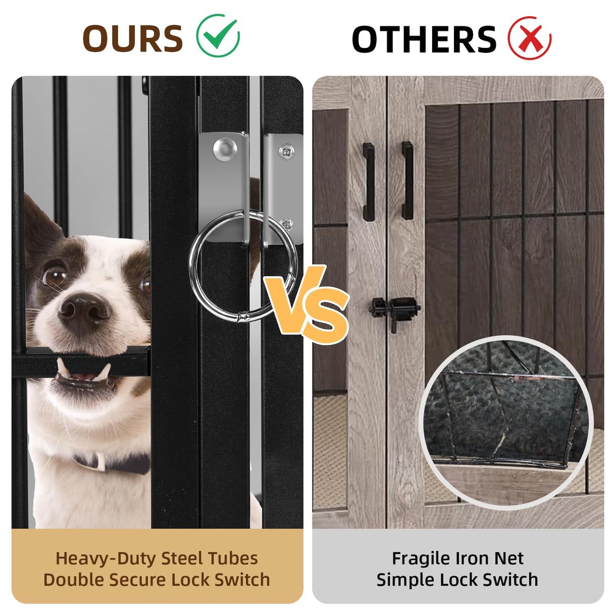 VOWNER 52 Inch Dog Crate Furniture Corner, Wooden Dog Kennel Furniture, End Table Dog Crate for Large Dogs, Indoor Pet Crates Corner Side Table for Dogs, Wide Top Perfect for Limited Room, Brown VOWNER