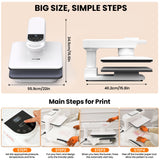 Swivel Auto Heat Press Machine, 15x15 Smart T-Shirt Press with Auto Release & 7-Level Auto Pressure, Higher Heating Height, Heats Up Fast and Evenly Heat for HTV, Sublimation, Heat Transfer Whubefy