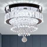 LEONTYNE 11.8 inch Crystal Chandeliers Modern Crystal Ceiling Light LED Chandeliers Semi Flush Mount Chandelier Light for Bedrooms Dining Living Room Hallway (6500K Cool White Light) LEONTYNE