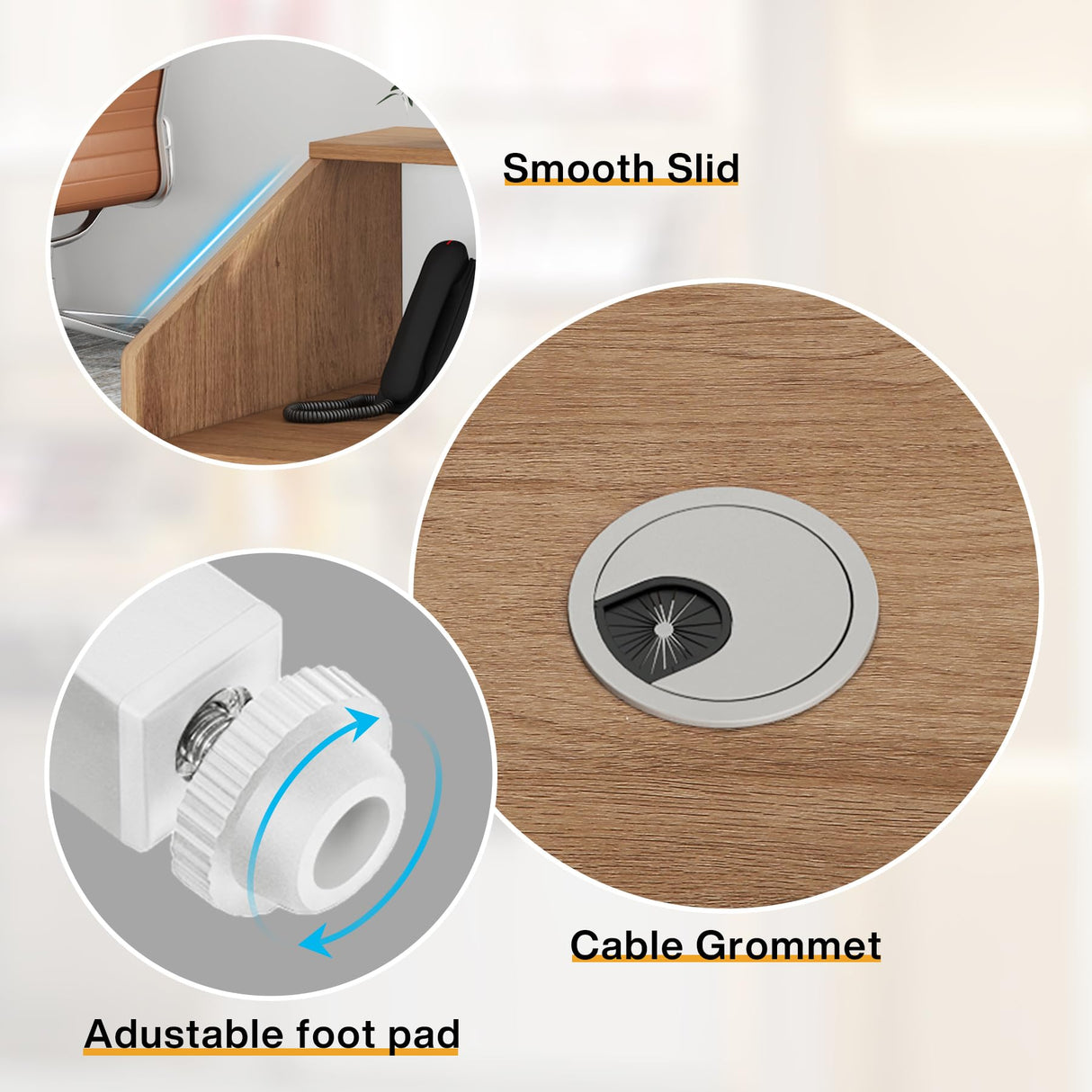 Tribesigns Reception Desk with Counter, Modern Front Desk Reception Room Table with Cable Grommet, 47 inch Retail Counter for Checkout, Lobby, Beauty Salon, Home Office Desk, Oak Tribesigns